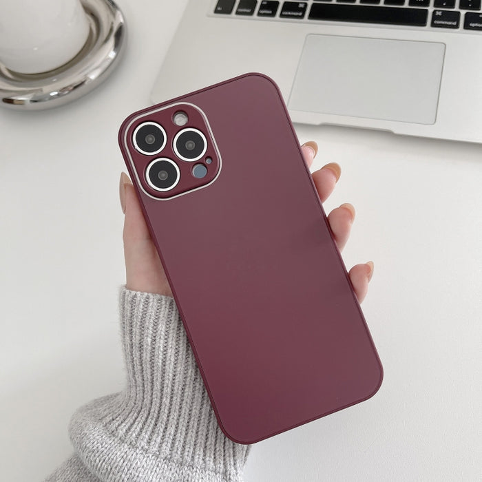 Estuche de teléfono de vidrio templado esmerilado de piel, For iPhone 14 Pro Max, For iPhone 14 Pro, For iPhone 14, For iPhone 14 Plus, For iPhone 13 Pro Max, For iPhone 13 Pro, For iPhone 13, For iPhone 12 Pro Max