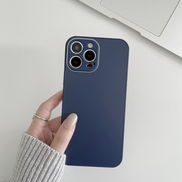 Estuche de teléfono de vidrio templado esmerilado de piel, For iPhone 14 Pro Max, For iPhone 14 Pro, For iPhone 14, For iPhone 14 Plus, For iPhone 13 Pro Max, For iPhone 13 Pro, For iPhone 13, For iPhone 12 Pro Max