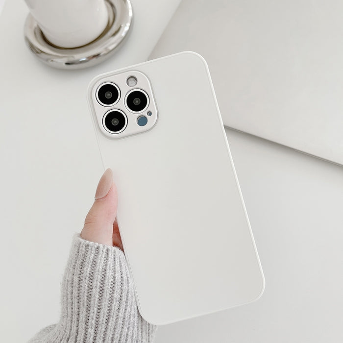Estuche de teléfono de vidrio templado esmerilado de piel, For iPhone 14 Pro Max, For iPhone 14 Pro, For iPhone 14, For iPhone 14 Plus, For iPhone 13 Pro Max, For iPhone 13 Pro, For iPhone 13, For iPhone 12 Pro Max