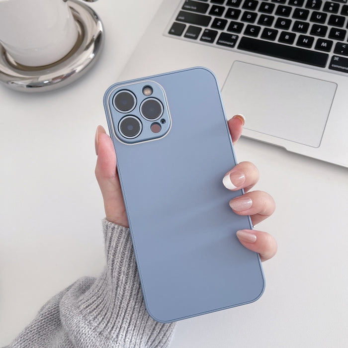 Estuche de teléfono de vidrio templado esmerilado de piel, For iPhone 14 Pro Max, For iPhone 14 Pro, For iPhone 14, For iPhone 14 Plus, For iPhone 13 Pro Max, For iPhone 13 Pro, For iPhone 13, For iPhone 12 Pro Max