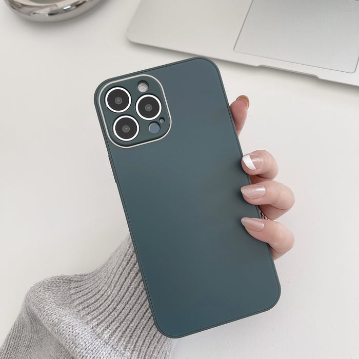 Estuche de teléfono de vidrio templado esmerilado de piel, For iPhone 14 Pro Max, For iPhone 14 Pro, For iPhone 14, For iPhone 14 Plus, For iPhone 13 Pro Max, For iPhone 13 Pro, For iPhone 13, For iPhone 12 Pro Max