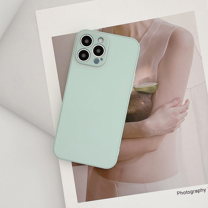 Estuche de teléfono de vidrio templado esmerilado de piel, For iPhone 14 Pro Max, For iPhone 14 Pro, For iPhone 14, For iPhone 14 Plus, For iPhone 13 Pro Max, For iPhone 13 Pro, For iPhone 13, For iPhone 12 Pro Max
