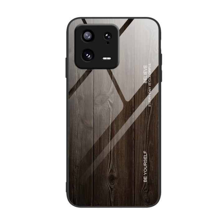Caja de teléfono de TPU de vidrio de grano de madera, For Xiaomi 13, For Xiaomi 13 Pro, For Xiaomi Redmi A1+, For OPPO A1 Pro