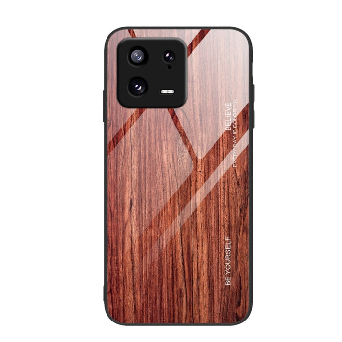 Caja de teléfono de TPU de vidrio de grano de madera, For Xiaomi 13, For Xiaomi 13 Pro, For Xiaomi Redmi A1+, For OPPO A1 Pro