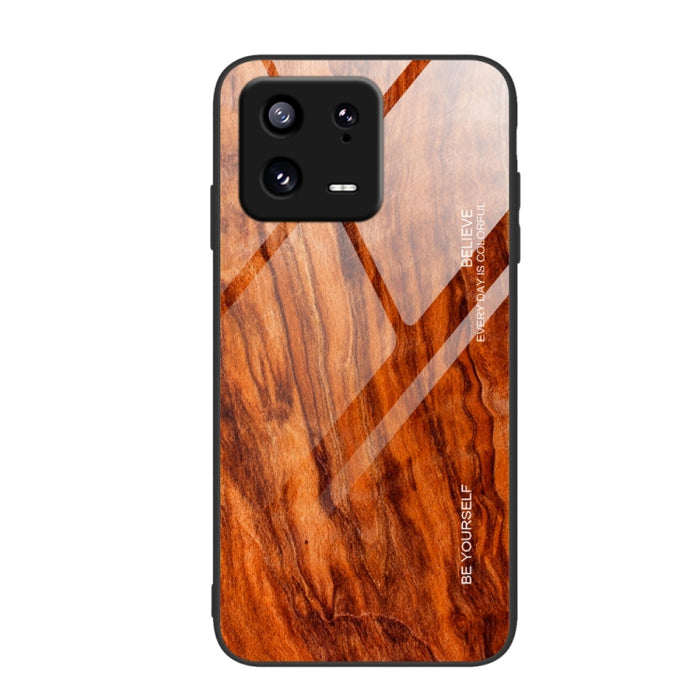 Caja de teléfono de TPU de vidrio de grano de madera, For Xiaomi 13, For Xiaomi 13 Pro, For Xiaomi Redmi A1+, For OPPO A1 Pro