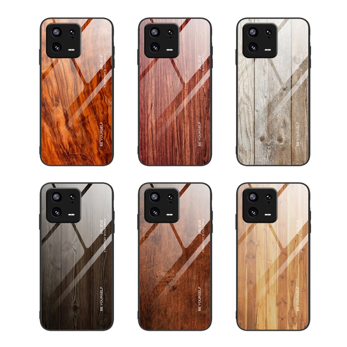 Caja de teléfono de TPU de vidrio de grano de madera, For Xiaomi 13, For Xiaomi 13 Pro, For Xiaomi Redmi A1+, For OPPO A1 Pro