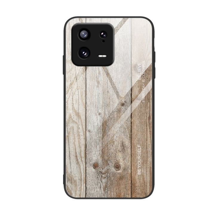 Caja de teléfono de TPU de vidrio de grano de madera, For Xiaomi 13, For Xiaomi 13 Pro, For Xiaomi Redmi A1+, For OPPO A1 Pro