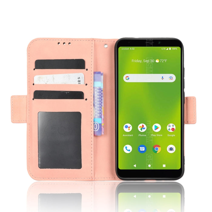 Funda de piel para teléfono con textura de piel de becerro y ranuras para tarjetas, For Cricket Debut Smart, For Cricket Icon 4, For Cricket Innovate E 5G, For OPPO A1 Pro, For Realme 10 4G, For Realme 10 Pro, For TCL ION Z, For Tecno Pop 6 BE7        ...