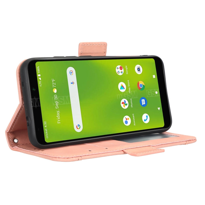 Funda de piel para teléfono con textura de piel de becerro y ranuras para tarjetas, For Cricket Debut Smart, For Cricket Icon 4, For Cricket Innovate E 5G, For OPPO A1 Pro, For Realme 10 4G, For Realme 10 Pro, For TCL ION Z, For Tecno Pop 6 BE7        ...