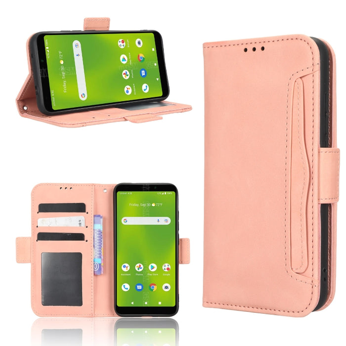 Funda de piel para teléfono con textura de piel de becerro y ranuras para tarjetas, For Cricket Debut Smart, For Cricket Icon 4, For Cricket Innovate E 5G, For OPPO A1 Pro, For Realme 10 4G, For Realme 10 Pro, For TCL ION Z, For Tecno Pop 6 BE7        ...