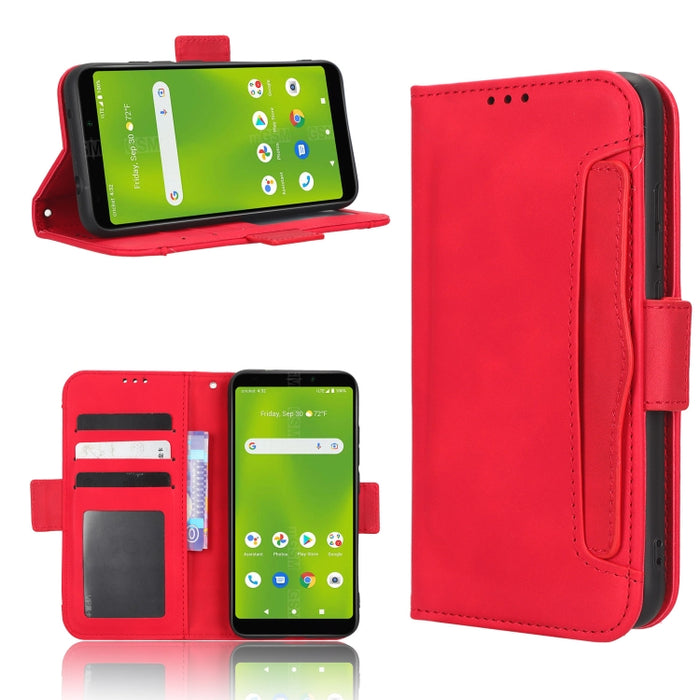 Funda de piel para teléfono con textura de piel de becerro y ranuras para tarjetas, For Cricket Debut Smart, For Cricket Icon 4, For Cricket Innovate E 5G, For OPPO A1 Pro, For Realme 10 4G, For Realme 10 Pro, For TCL ION Z, For Tecno Pop 6 BE7        ...