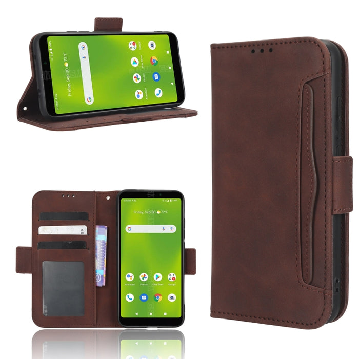 Funda de piel para teléfono con textura de piel de becerro y ranuras para tarjetas, For Cricket Debut Smart, For Cricket Icon 4, For Cricket Innovate E 5G, For OPPO A1 Pro, For Realme 10 4G, For Realme 10 Pro, For TCL ION Z, For Tecno Pop 6 BE7        ...