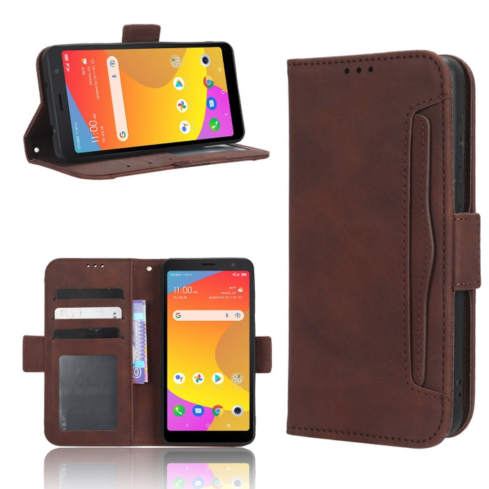 Funda de piel para teléfono con textura de piel de becerro y ranuras para tarjetas, For Cricket Debut Smart, For Cricket Icon 4, For Cricket Innovate E 5G, For OPPO A1 Pro, For Realme 10 4G, For Realme 10 Pro, For TCL ION Z, For Tecno Pop 6 BE7        ...