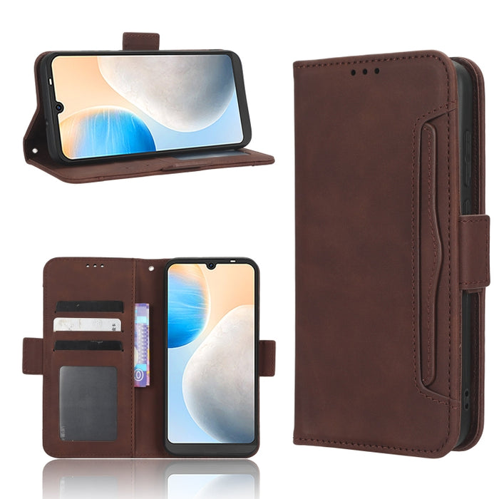 Funda de piel para teléfono con textura de piel de becerro y ranuras para tarjetas, For Cricket Debut Smart, For Cricket Icon 4, For Cricket Innovate E 5G, For OPPO A1 Pro, For Realme 10 4G, For Realme 10 Pro, For TCL ION Z, For Tecno Pop 6 BE7        ...