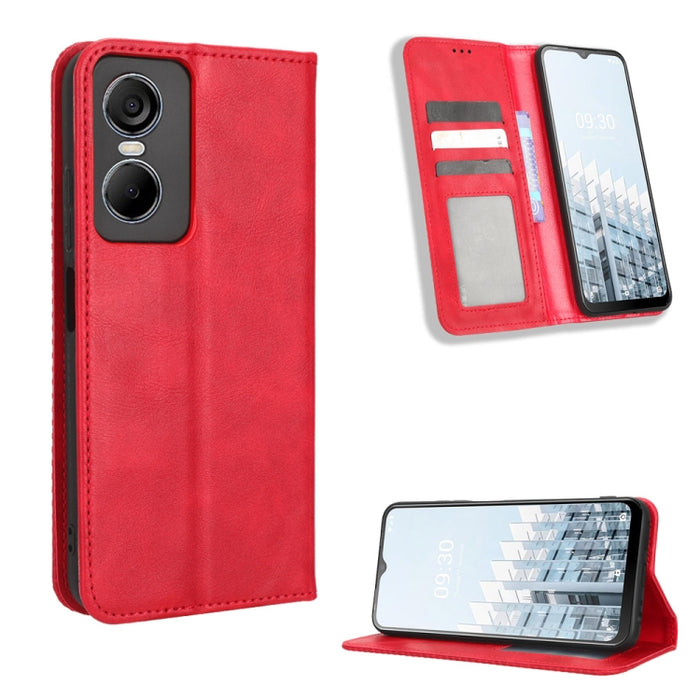 Caja de teléfono de cuero con textura retro con hebilla magnética, For Tecno Pop 6 Pro BE8, For Infinix Hot 20i, For Infinix Note 12 Pro 4G X676B, For Tecno Pova Neo 2, For Xiaomi Redmi 11 Prime 4G, For Xiaomi Redmi A1+, For Xiaomi Redmi Note 12 5G    ...