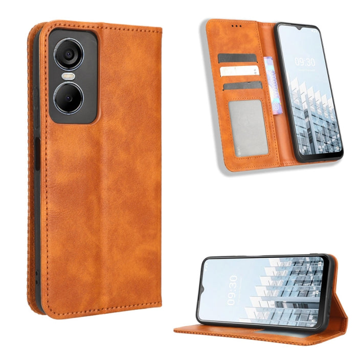Caja de teléfono de cuero con textura retro con hebilla magnética, For Tecno Pop 6 Pro BE8, For Infinix Hot 20i, For Infinix Note 12 Pro 4G X676B, For Tecno Pova Neo 2, For Xiaomi Redmi 11 Prime 4G, For Xiaomi Redmi A1+, For Xiaomi Redmi Note 12 5G    ...