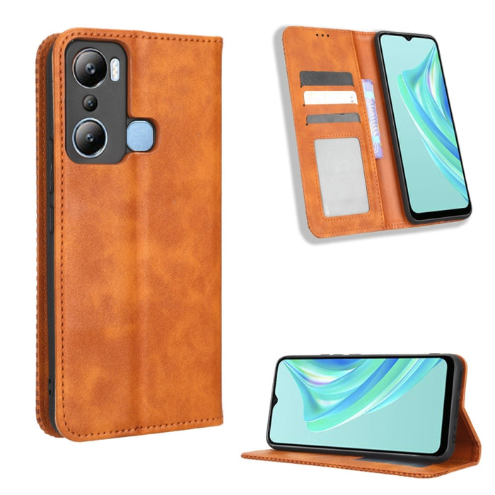 Caja de teléfono de cuero con textura retro con hebilla magnética, For Tecno Pop 6 Pro BE8, For Infinix Hot 20i, For Infinix Note 12 Pro 4G X676B, For Tecno Pova Neo 2, For Xiaomi Redmi 11 Prime 4G, For Xiaomi Redmi A1+, For Xiaomi Redmi Note 12 5G    ...
