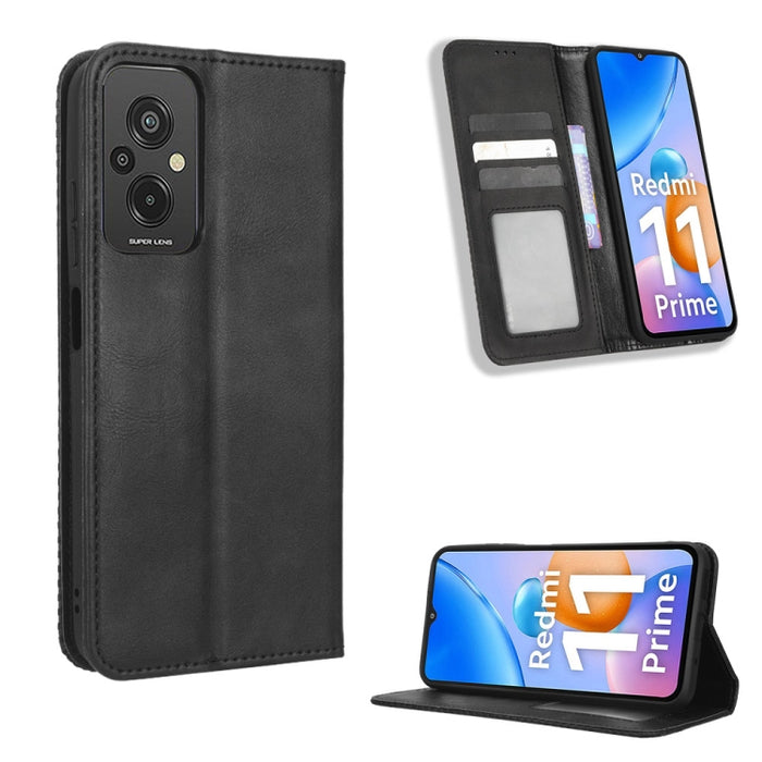 Caja de teléfono de cuero con textura retro con hebilla magnética, For Tecno Pop 6 Pro BE8, For Infinix Hot 20i, For Infinix Note 12 Pro 4G X676B, For Tecno Pova Neo 2, For Xiaomi Redmi 11 Prime 4G, For Xiaomi Redmi A1+, For Xiaomi Redmi Note 12 5G    ...