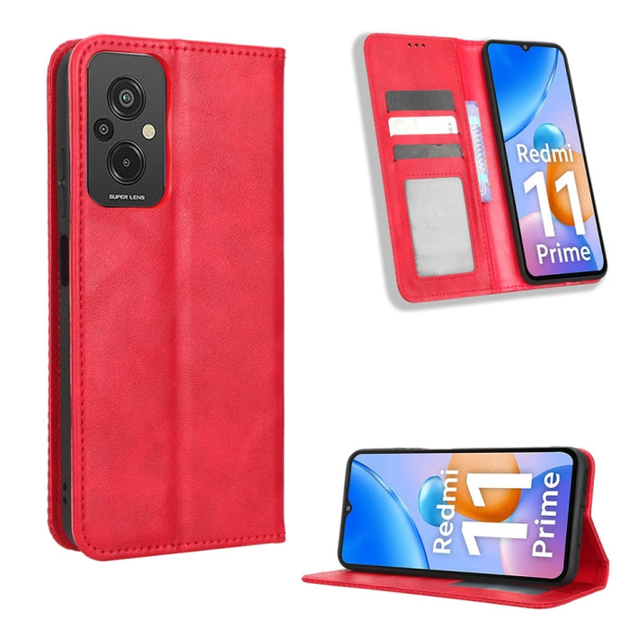 Caja de teléfono de cuero con textura retro con hebilla magnética, For Tecno Pop 6 Pro BE8, For Infinix Hot 20i, For Infinix Note 12 Pro 4G X676B, For Tecno Pova Neo 2, For Xiaomi Redmi 11 Prime 4G, For Xiaomi Redmi A1+, For Xiaomi Redmi Note 12 5G    ...