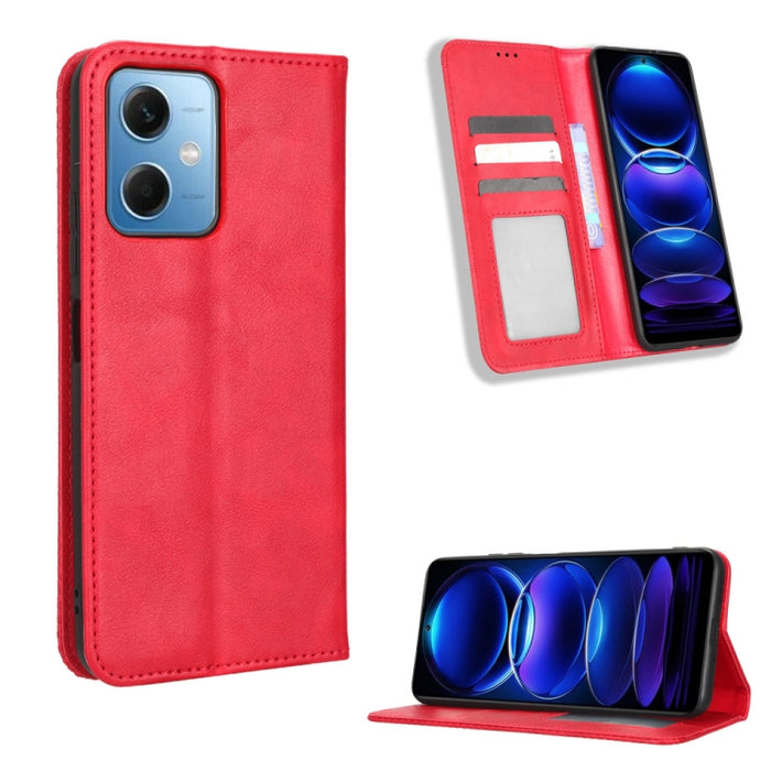 Caja de teléfono de cuero con textura retro con hebilla magnética, For Tecno Pop 6 Pro BE8, For Infinix Hot 20i, For Infinix Note 12 Pro 4G X676B, For Tecno Pova Neo 2, For Xiaomi Redmi 11 Prime 4G, For Xiaomi Redmi A1+, For Xiaomi Redmi Note 12 5G    ...