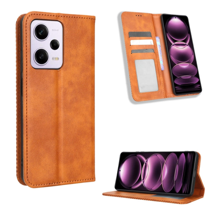 Caja de teléfono de cuero con textura retro con hebilla magnética, For Tecno Pop 6 Pro BE8, For Infinix Hot 20i, For Infinix Note 12 Pro 4G X676B, For Tecno Pova Neo 2, For Xiaomi Redmi 11 Prime 4G, For Xiaomi Redmi A1+, For Xiaomi Redmi Note 12 5G    ...