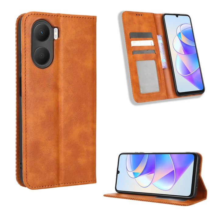 Caja de teléfono de cuero con textura retro con hebilla magnética, For Tecno Pop 6 Pro BE8, For Infinix Hot 20i, For Infinix Note 12 Pro 4G X676B, For Tecno Pova Neo 2, For Xiaomi Redmi 11 Prime 4G, For Xiaomi Redmi A1+, For Xiaomi Redmi Note 12 5G    ...