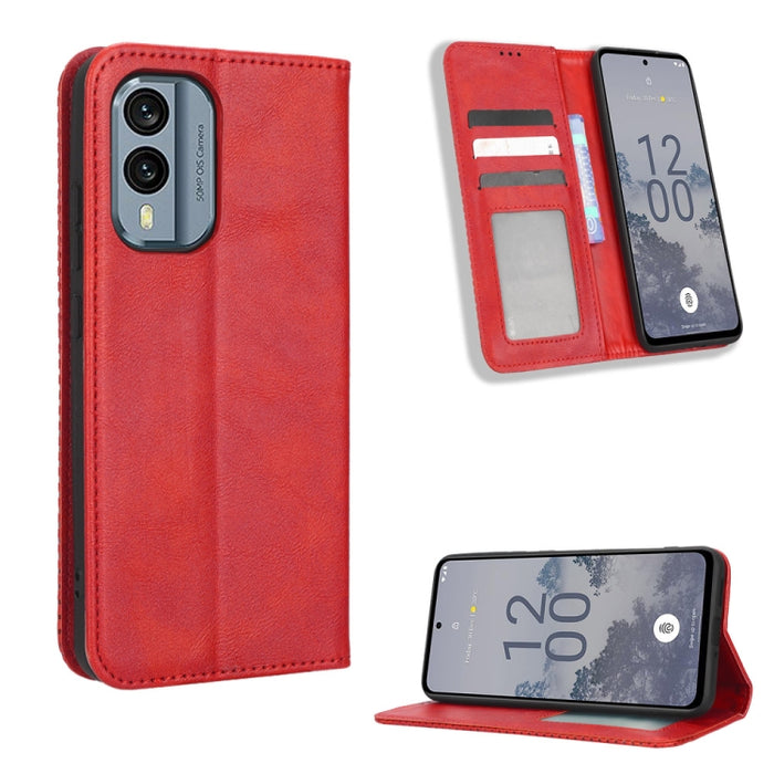 Caja de teléfono de cuero con textura retro con hebilla magnética, For Tecno Pop 6 Pro BE8, For Infinix Hot 20i, For Infinix Note 12 Pro 4G X676B, For Tecno Pova Neo 2, For Xiaomi Redmi 11 Prime 4G, For Xiaomi Redmi A1+, For Xiaomi Redmi Note 12 5G    ...