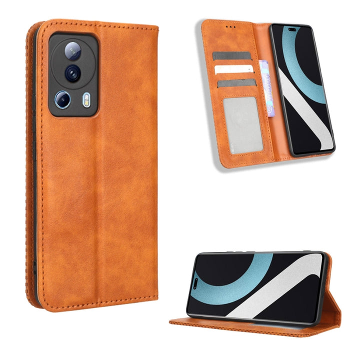 Caja de teléfono de cuero con textura retro con hebilla magnética, For Tecno Pop 6 Pro BE8, For Infinix Hot 20i, For Infinix Note 12 Pro 4G X676B, For Tecno Pova Neo 2, For Xiaomi Redmi 11 Prime 4G, For Xiaomi Redmi A1+, For Xiaomi Redmi Note 12 5G    ...