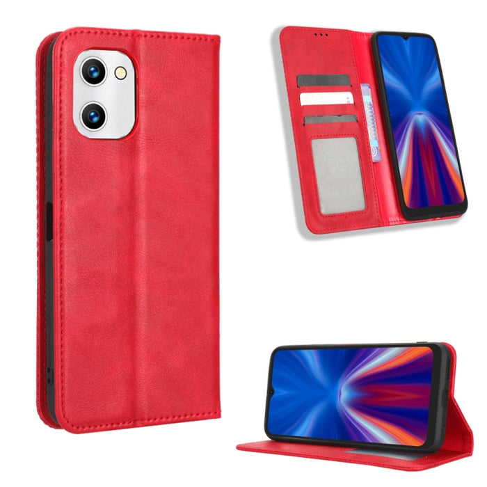 Caja de teléfono de cuero con textura retro con hebilla magnética, For Tecno Pop 6 Pro BE8, For Infinix Hot 20i, For Infinix Note 12 Pro 4G X676B, For Tecno Pova Neo 2, For Xiaomi Redmi 11 Prime 4G, For Xiaomi Redmi A1+, For Xiaomi Redmi Note 12 5G    ...