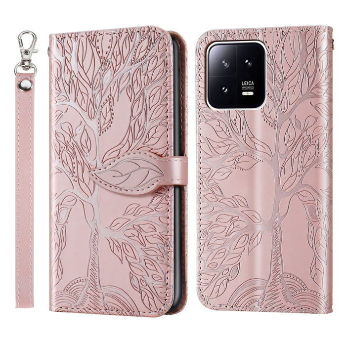 Estuche para teléfono de cuero con estampado de árbol de vida, For Samsung Galaxy A24 5G, For Samsung Galaxy A54 5G, For Samsung Galaxy A34 5G, For Xiaomi Redmi A1, For Xiaomi 13, For Xiaomi 13 Pro, For Xiaomi 12T