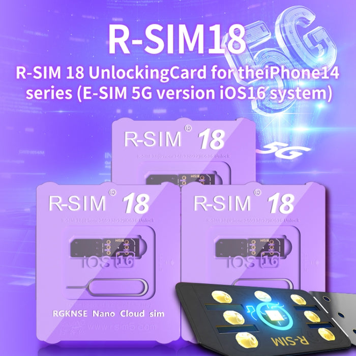 R-SIM 18 se convierte bloqueado en una tarjeta de desbloqueo universal 5G del sistema iOS16 desbloqueado