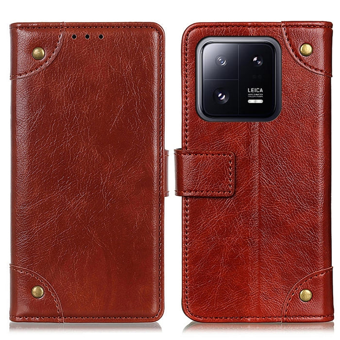 Estuche para teléfono de cuero con textura de napa con hebilla de cobre, For Motorola Moto Edge 40 Pro 5G / X40 / X40 Pro, For Xiaomi 13, For Xiaomi 13 Pro