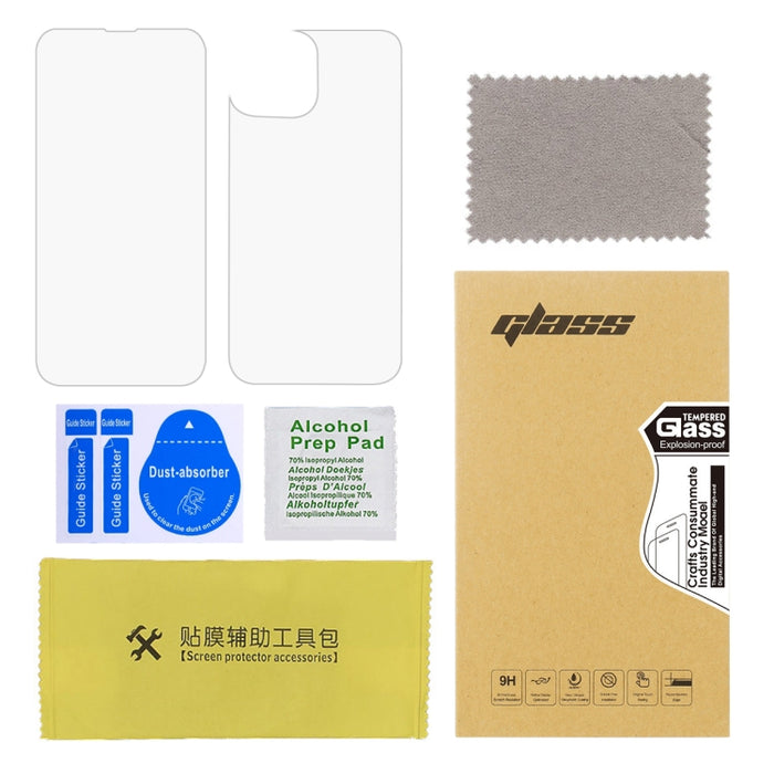 2 piezas delanteras y 2 piezas traseras 9H 2.5D Juego de película de vidrio templado, For iPhone 13 mini, For iPhone 13, For iPhone 13 Pro, For iPhone 13 Pro Max, For iPhone 12 mini, For iPhone 12, For iPhone 12 Pro, For iPhone 12 Pro Max