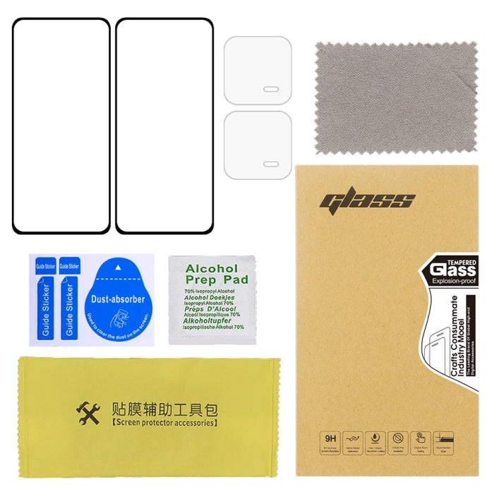 Película de vidrio templado de cubierta completa con pegamento completo de 2 piezas con juego de película de lente de 2 piezas, For Xiaomi 13(Set)
