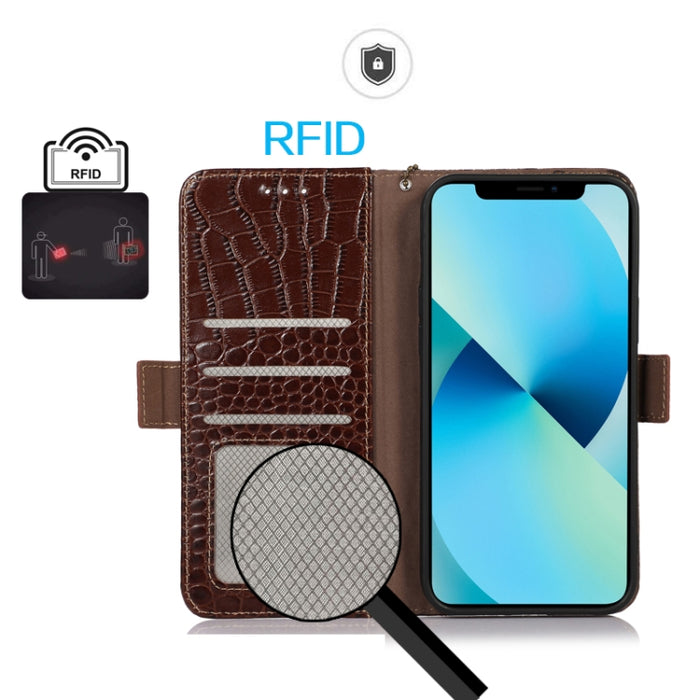 Estuche para teléfono de piel de vaca con capa superior de cocodrilo, For Motorola Moto X40 Pro, For Vivo Y02 4G, For Xiaomi 13 Pro, For Xiaomi 13