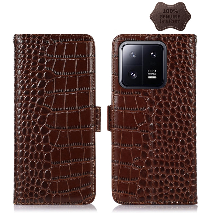Estuche para teléfono de piel de vaca con capa superior de cocodrilo, For Motorola Moto X40 Pro, For Vivo Y02 4G, For Xiaomi 13 Pro, For Xiaomi 13