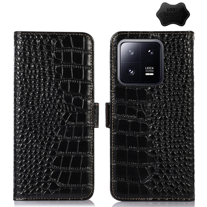 Estuche para teléfono de piel de vaca con capa superior de cocodrilo, For Motorola Moto X40 Pro, For Vivo Y02 4G, For Xiaomi 13 Pro, For Xiaomi 13