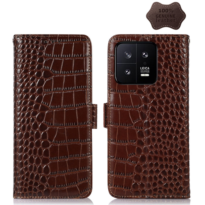 Estuche para teléfono de piel de vaca con capa superior de cocodrilo, For Motorola Moto X40 Pro, For Vivo Y02 4G, For Xiaomi 13 Pro, For Xiaomi 13