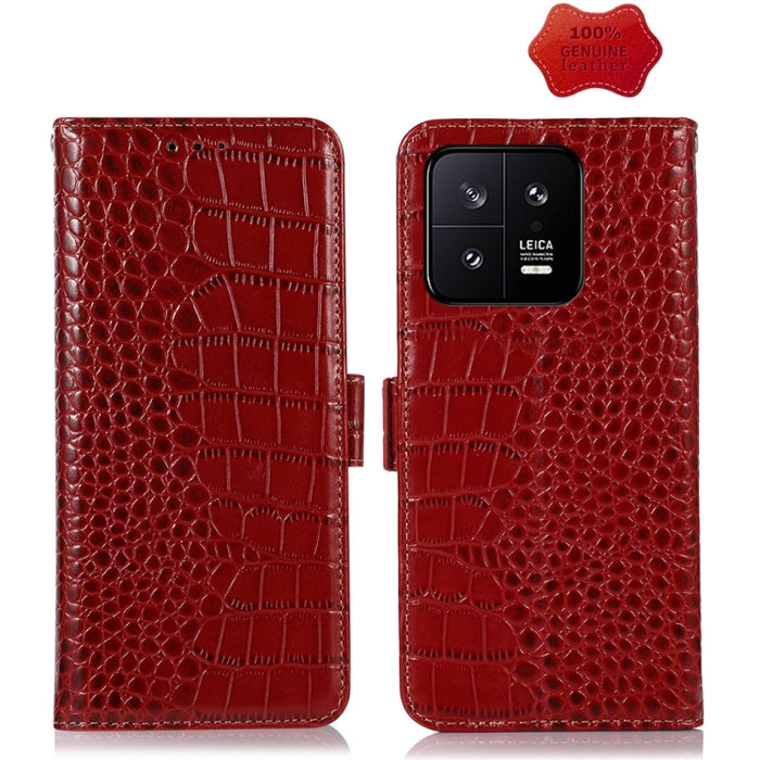 Estuche para teléfono de piel de vaca con capa superior de cocodrilo, For Motorola Moto X40 Pro, For Vivo Y02 4G, For Xiaomi 13 Pro, For Xiaomi 13