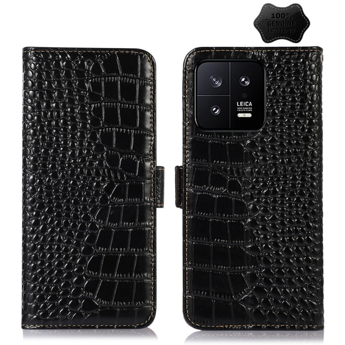 Estuche para teléfono de piel de vaca con capa superior de cocodrilo, For Motorola Moto X40 Pro, For Vivo Y02 4G, For Xiaomi 13 Pro, For Xiaomi 13