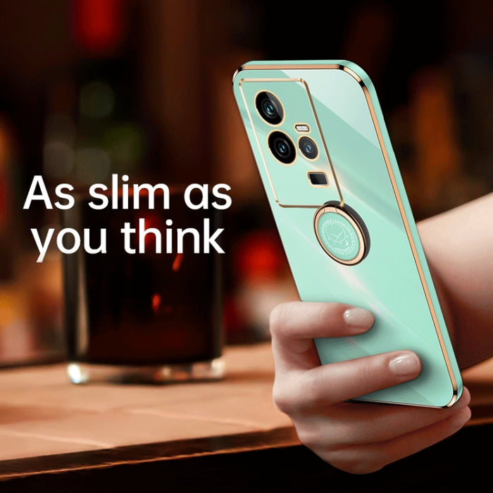 XINLI Straight Edge 6D Electroplate TPU Funda para teléfono con soporte para anillo, For vivo iQOO 11 5G, For Realme 10 Pro 5G, For Realme 10 Pro+, For vivo Y02 4G, For Xiaomi Redmi K60, For Xiaomi Redmi K60E