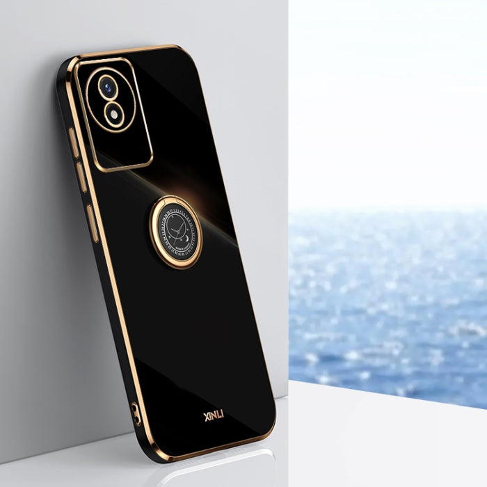 XINLI Straight Edge 6D Electroplate TPU Funda para teléfono con soporte para anillo, For vivo iQOO 11 5G, For Realme 10 Pro 5G, For Realme 10 Pro+, For vivo Y02 4G, For Xiaomi Redmi K60, For Xiaomi Redmi K60E