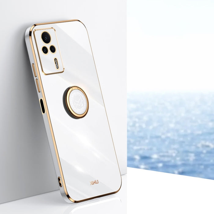 XINLI Straight Edge 6D Electroplate TPU Funda para teléfono con soporte para anillo, For vivo iQOO 11 5G, For Realme 10 Pro 5G, For Realme 10 Pro+, For vivo Y02 4G, For Xiaomi Redmi K60, For Xiaomi Redmi K60E