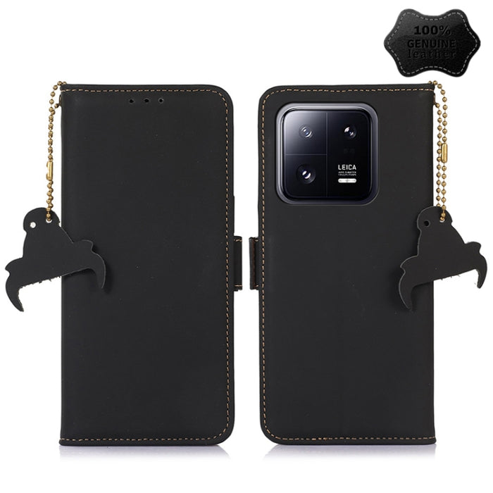 Estuche para teléfono de cuero RFID magnético de cuero genuino, For Xiaomi 13, For Xiaomi 13 Pro