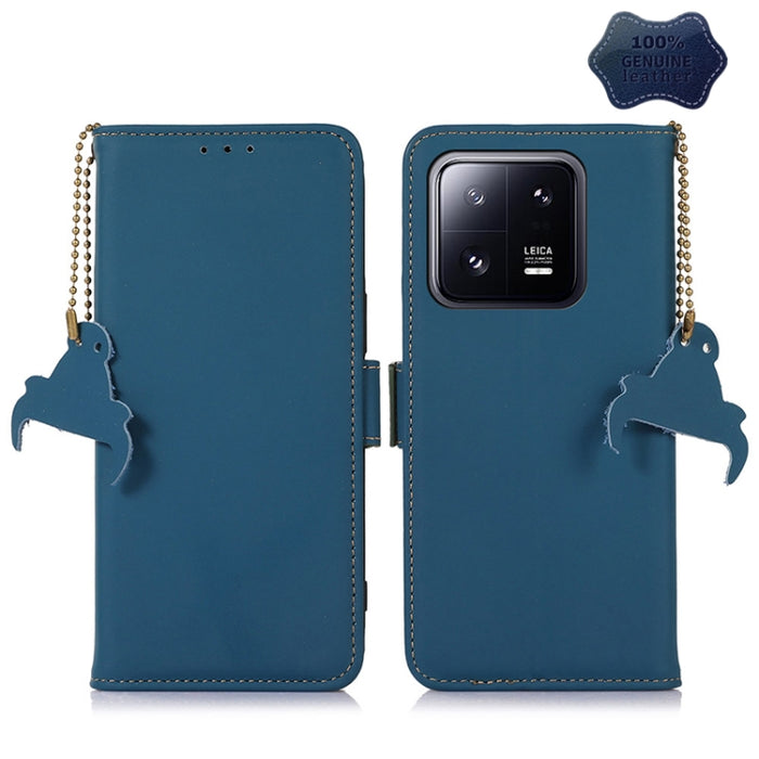 Estuche para teléfono de cuero RFID magnético de cuero genuino, For Xiaomi 13, For Xiaomi 13 Pro