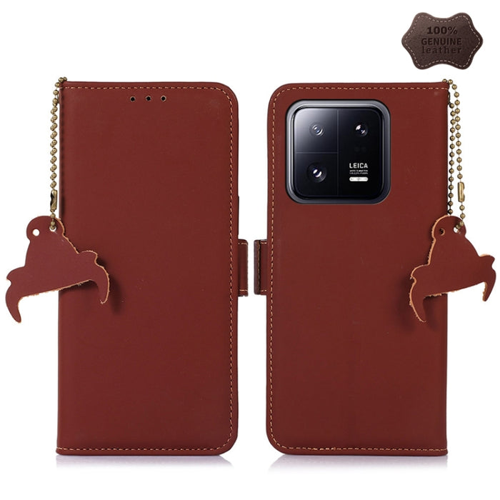 Estuche para teléfono de cuero RFID magnético de cuero genuino, For Xiaomi 13, For Xiaomi 13 Pro