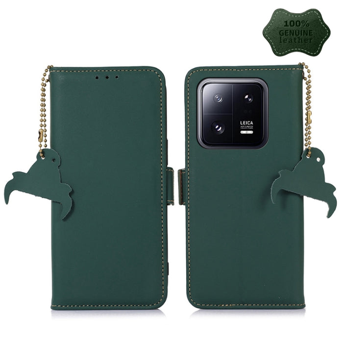 Estuche para teléfono de cuero RFID magnético de cuero genuino, For Xiaomi 13, For Xiaomi 13 Pro