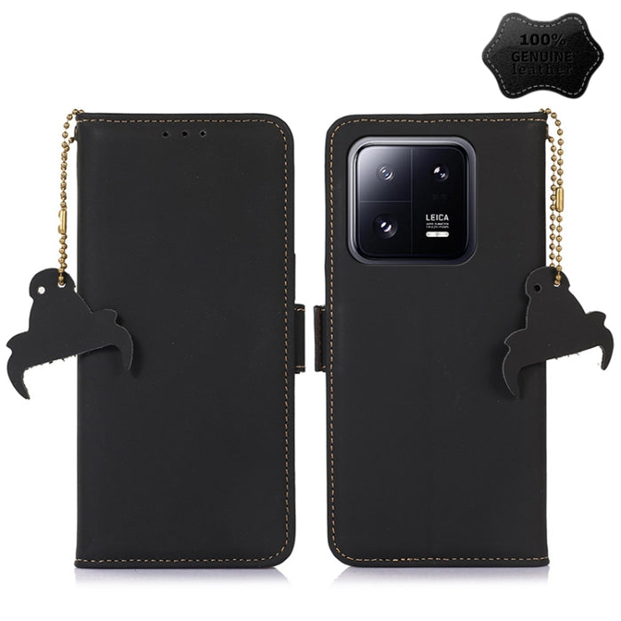 Estuche para teléfono de cuero RFID magnético de cuero genuino, For Xiaomi 13, For Xiaomi 13 Pro