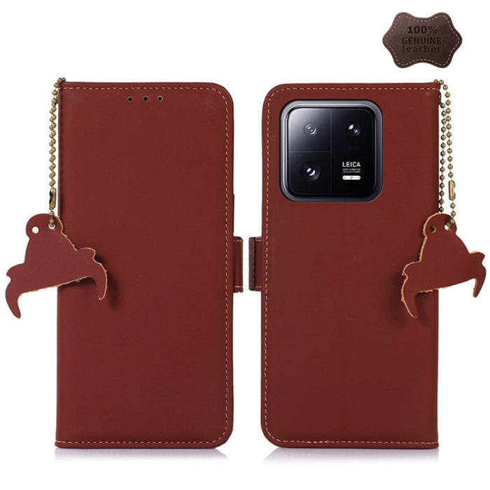 Estuche para teléfono de cuero RFID magnético de cuero genuino, For Xiaomi 13, For Xiaomi 13 Pro
