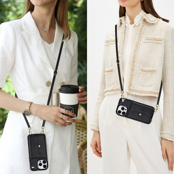 Estuche para teléfono con ranura para tarjeta RFID con cordón largo, For iPhone 13 Pro